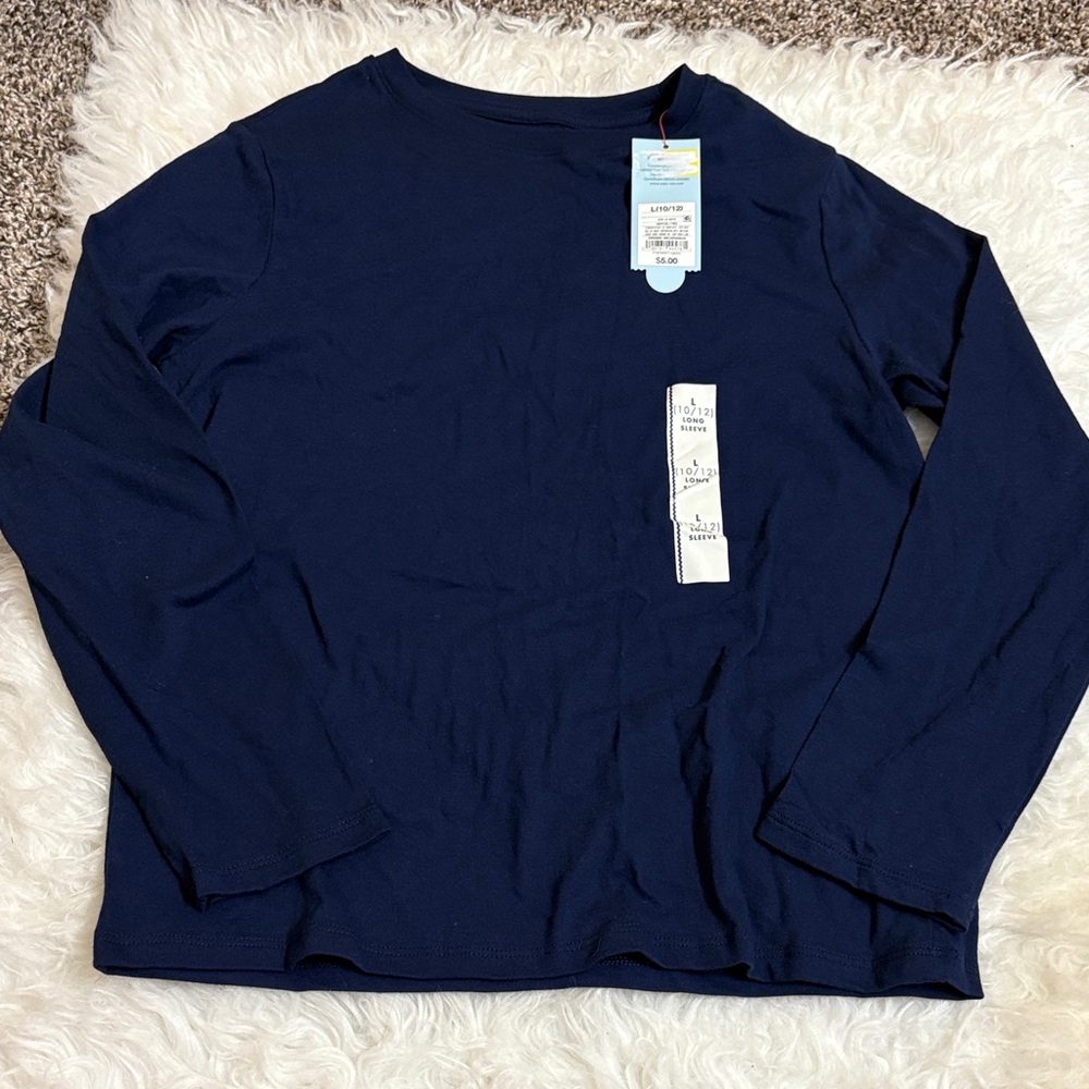 NWT Cat & Jack Dark Navy Blue Youth Long Sleeve Size L 10/12